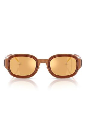 Diesel 49mm Small Mirrored Square Sunglasses in Brushed Orange /Rose Gold at Nordstrom