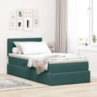 vidaXL vidaXL Letto con Contenitore Verde Scuro 90 x 200 cm Velluto
