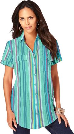 Roaman's Seersucker Shirt in Jade Seersucker Stripe at Nordstrom, Size 34