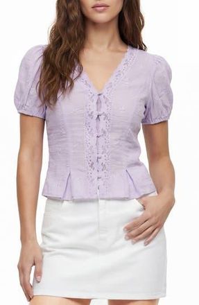 By Design Frenchie Embrodiered Button-Up Top in Scented Lavender at Nordstrom Rack, Size X-Large