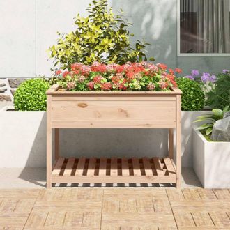 Berkfield Home Planter with Shelf 111.5x111.5x81 cm Solid Wood Pine in Light Oak