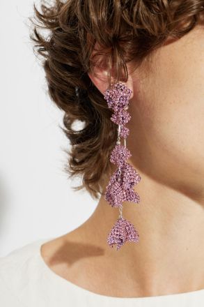 Isabel Marant Asymmetric Earrings With Shimmering Crystals, Womens, Silver