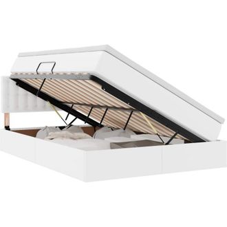 vidaXL Storage Bed with Mattress Pure White 140 x 190 cm Faux Leather vidaXL