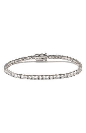 Suzy Levian Sterling Silver CZ Tennis Bracelet in Metallic Silver at Nordstrom Rack