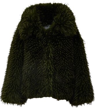 Essentiel Green Kastanje Faux Fur Oversized Coat