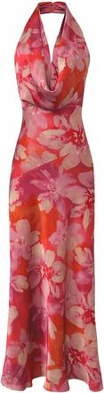 Dress Forum Womens Petal Martini Draped Halter Neck Maxi Dress In Paradise Pink