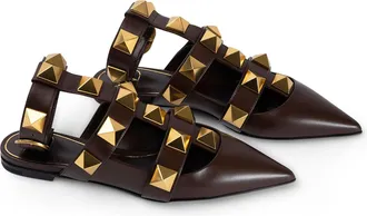 Valentino Garavani Roman Stud Flat - Brown