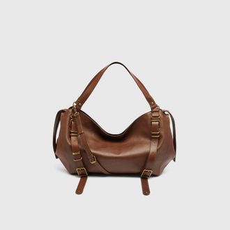 Diesel D-One-Large top-handle bag in treated leather - Handbags - Unisex - Brown