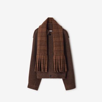 Burberry Detachable Scarf Wool Blend Jacket, Size: 38