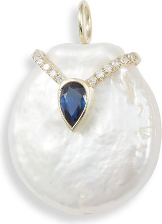 Meira T 14K Gold Sapphire & Diamond Pearl Charm in Yellow Gold at Nordstrom