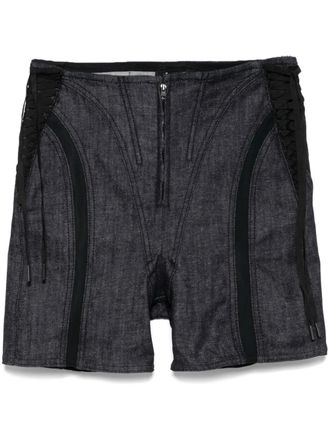 MUGLER panelled shorts - Blue