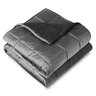 Bare Home Minky Fleece Weighted Blanket in Grey at Nordstrom, Size 15 Lb