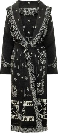 Alanui Bandana Jaquard Jas - Dames - Lange truien - Zwart - S - Wol - Truien & Vesten
