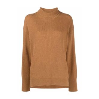 Nanushka Wol/Kasjmier Trui Lange Mouw Logo - Dames - Coltruien - Bruin - XS - Wol - Truien & Vesten