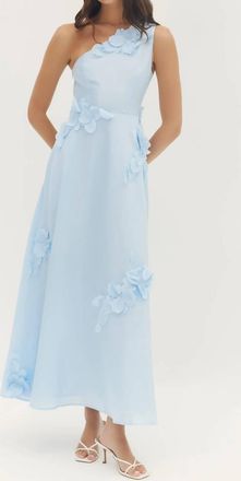 Hutch Adalaide Sleeveless One Shoulder Gown In Baby Blue