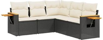 vidaXL Vidaxl - Set De Muebles De Jard&iacute;n 5 Pzas Y Cojines Rat&aacute;n Sint&eacute;tico Negro