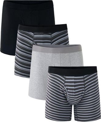Pact Everyday Boxer Brief 4-Pack in Deep Sea Stripes at Nordstrom, Size Small