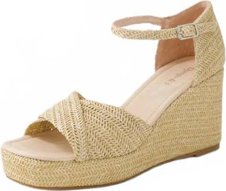 Django & Juliette Womens Cotton Buckled Ankle Strap Sandals In Latte Raffia