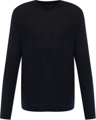 Emporio Armani Wollen Trui met Ronde Hals - Heren - Ronde hals truien - Blauw - L - Wol - Truien & Vesten