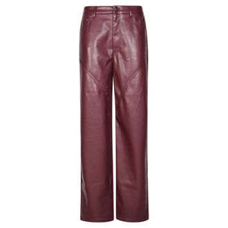 Rotate ROTATE Birger Christensen, Straight Trousers, female, Purple, Size: XS Piping Mid Waist Pants