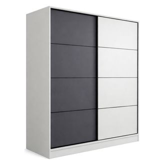 Dmora Armario Cuvio 2 Puertas, Dormitorio 5 Estantes, Barra Para Ropa, Puertas Correderas, 180x210h Cm Blanco