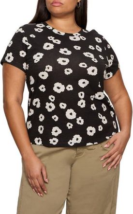 Sanctuary The Perfect T-Shirt in Black Petite Bloom at Nordstrom, Size 1X