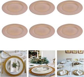 Trade Shop Trade Shop - 6 X Sottopiatti Natalizi In Plastica 33cm Decorazioni Natale Per La Tavola Gold