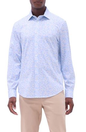 Bugatchi James OoohCotton Abstract Button-Up Shirt in Air Blue at Nordstrom, Size Xxx-Large
