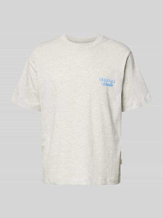 Jack & Jones Jack & Jones T-Shirt mit Statement-Print Modell NORREBRO in Hellgrau Melange, Gr&ouml;&szlig;e XXL