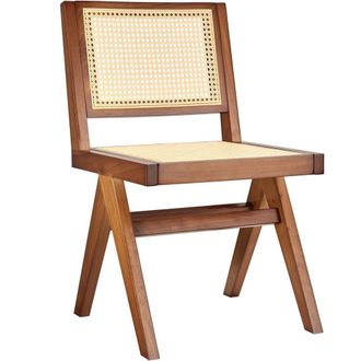 TecTake Silla de comedor rat&aacute;n vien&eacute;s, estilo boho, carga 120kg, roble oscuro
