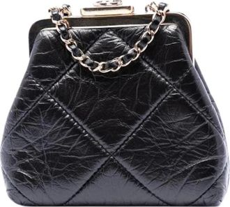 Chanel Pre-owned Quilted Lambskin Crossbodytas - Dames - Vintage Clutch - Zwart - ONE Size - Leer - Vintage