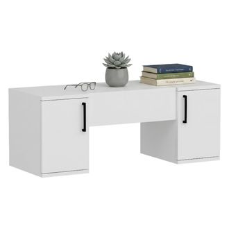 Dmora Tocador Cicerale, Mueble De Maquillaje Con Espejo, 3 Puertas, Estructura Negra, 100x35x74h Cm Blanco