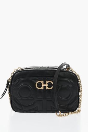Ferragamo Quilted-Effect Leather Shoulder Bag with Gold Hook Detail Salvatore Ferragamo