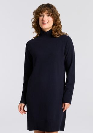 GANT Strickkleid GANT SUPERFINE LAMBSWOOL KNIT, Damen, Gr. XXL, N-Gr, evening blau, Strick, Obermaterial: 100% Wolle, ca. Mitte Knie, Rippb&uuml;ndchen, Kleider