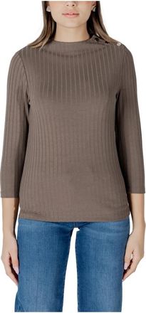 Street One Bruine Gebreide Trui met Lange Mouwen - Dames - Ronde hals truien - Bruin - S - Polyester - Truien & Vesten