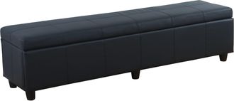 Hhg Hhg - Nunca Usado] Asiento De Banco Con Almacenaje Kriens Xxl, Imitaci&oacute;n De Cuero, 180x45x45cm Certificado Mvg, Negro Mate