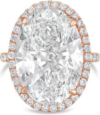 Diana M. Jewels 18kt rose gold 6ct lab grown Oval Diamond Halo Pav&eacute; Ring