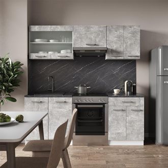 Vicco Mueble De Cocina R-line, Hormig&oacute;n/blanco, 200 Cm Sin Encimera