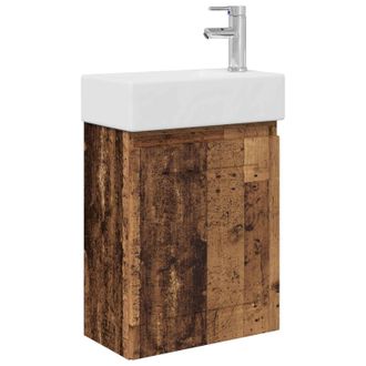 vidaXL M&oacute;dulo De Ba&ntilde;o Con Grifer&iacute;a Madera Envejecida Vidaxl