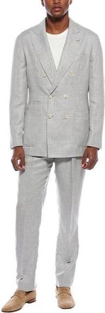 Brunello Cucinelli Light Grey Double-Breasted Suit, Brand Size 50 (US Size 40)