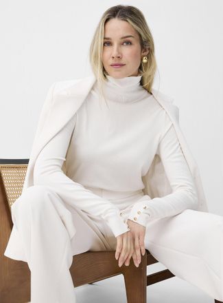 Contemporaine Womens Buttoned-sleeve turtleneck sweater