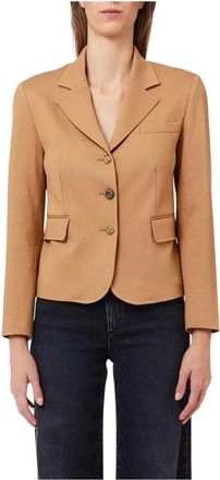 Liu Jo Jassen, Dames, Beige, L, Leer, Giacca Fittata