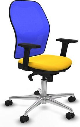 Piqueras y Crespo Piqueras Y Crespo - Jorquera Sincro Malla Azul Similpiel Amarillo Brazos 2d Base Aluminio Ruedas 65mm Nailon