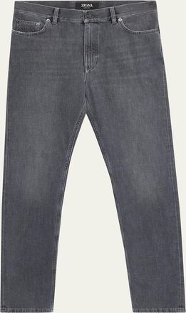 Ermenegildo Zegna Mens City Grey Denim Slim-Straight Fit Jeans