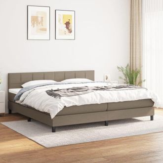 vidaXL Vidaxl - Cama Box Spring Con Colch&oacute;n Tela Gris Taupe 200x200 Cm