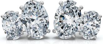 Pompeii3 Certified 3Ct Oval Cut Toi Et Moi Diamond Earrings 14k Gold Lab Grown