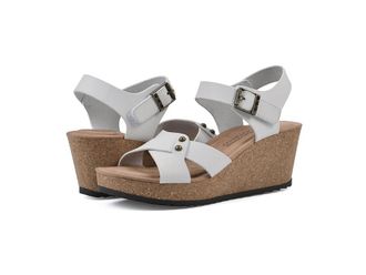 White Mountain Prezo Womens Sandals White/Leather : 7.5 B - Medium, Leather/Rubber