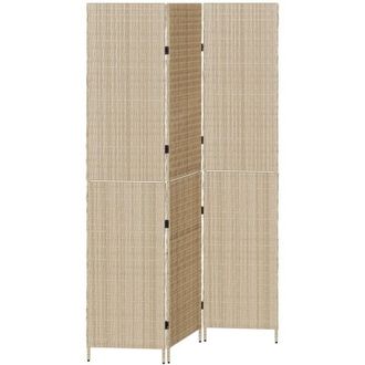 vidaXL Room Divider Folding Manual Beige 146 x 200 cm Poly Rattan Vidaxl