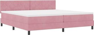 vidaXL Box Spring Bed with Mattress Pink 200 x 200 cm Fabric vidaXL
