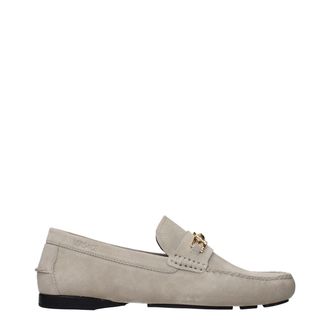 Versace Gray Leather Slip-On Mens Loafers